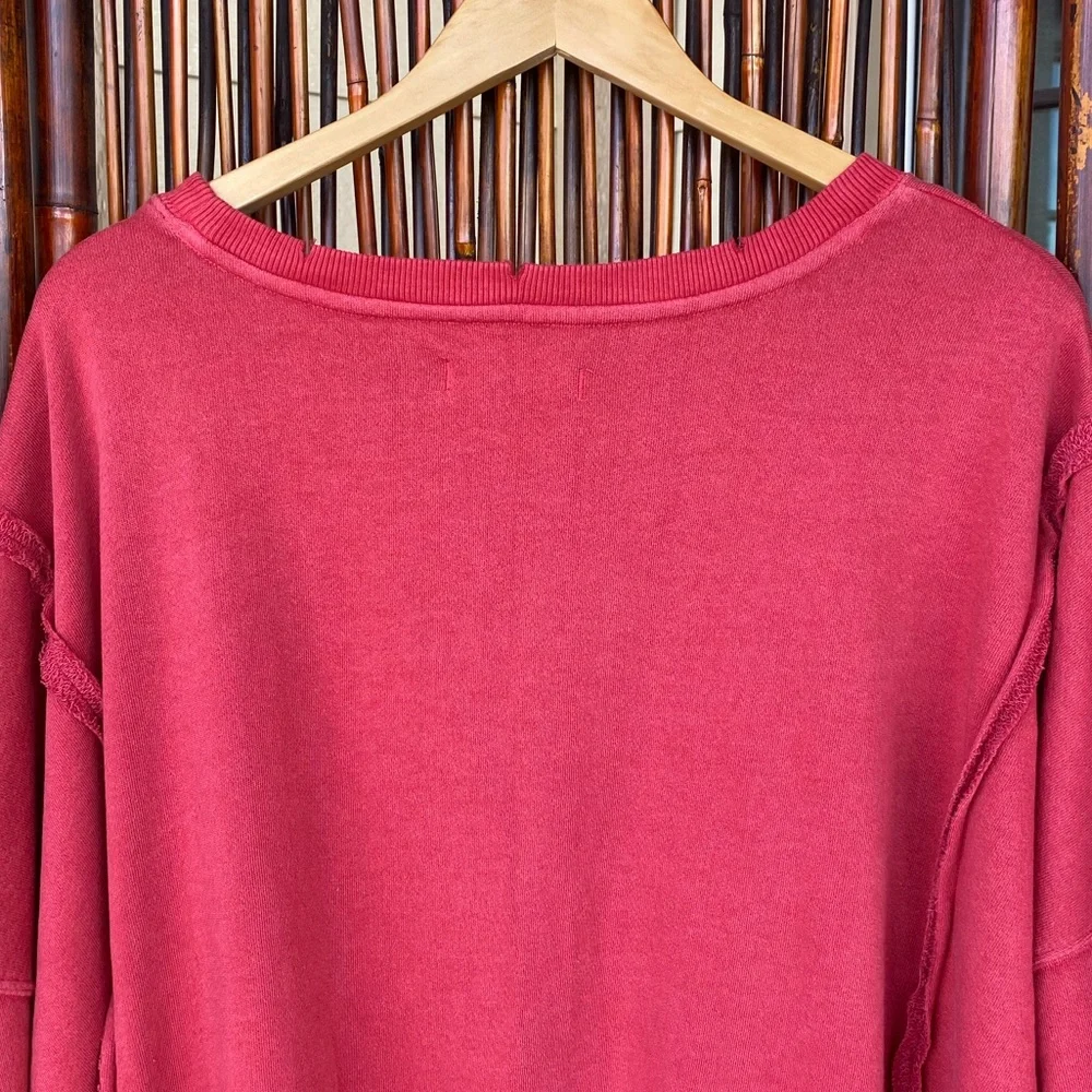 NWOT Free People Red Camden Sweatshirt - Picture 16 of 16